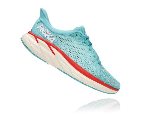 Hoka One One Clifton 8 - Adidasi Alergare Largi Dama Turcoaz Deschis / Albastri | RO-7yM34jE